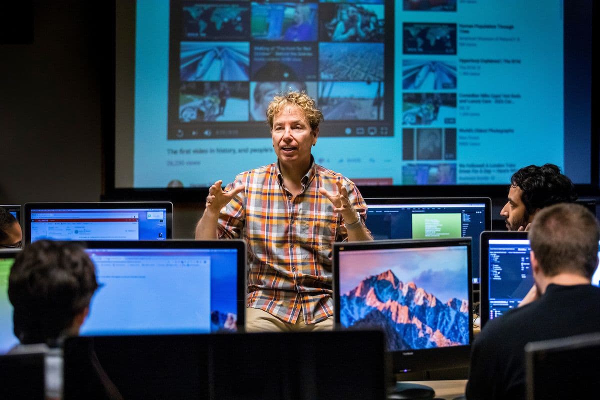 College of Media Professor in front of class